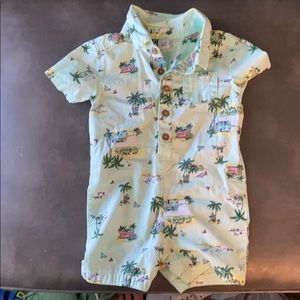 Island Print Collared Romper